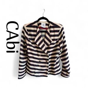 CAbi Navy, Cream and Red Double crested Cruise Jacket Size 10